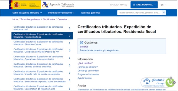 HOW TO GET THE TAX RESIDENCE CERTIFICATE IN SPAIN 1